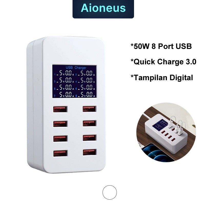 NEW PRODUK 8 Port USB Port Multi Port Charger 50W Smart USB Charger Colokan USB Banyak Adaptor Charg