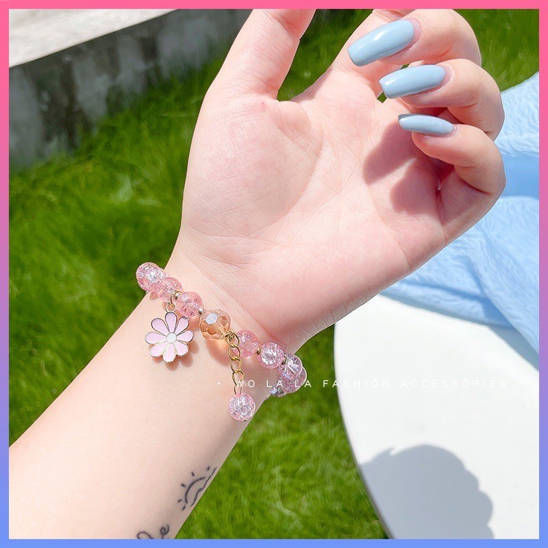 GELANG KRISTAL KOREAN STYLE MOTIF SUN FLOWERV / PERHIASAN GELANG TANGAN ANAK KOREAN BUNGA MATAHARI A