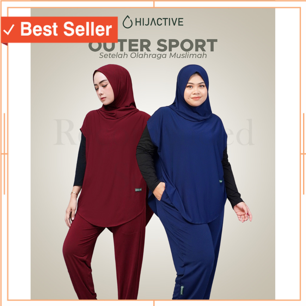 HIJACTIVE - Setelan Olahraga Wanita Muslimah Outer Hijab dan Celana Panjang Jersey PremiumBAJU SPORT