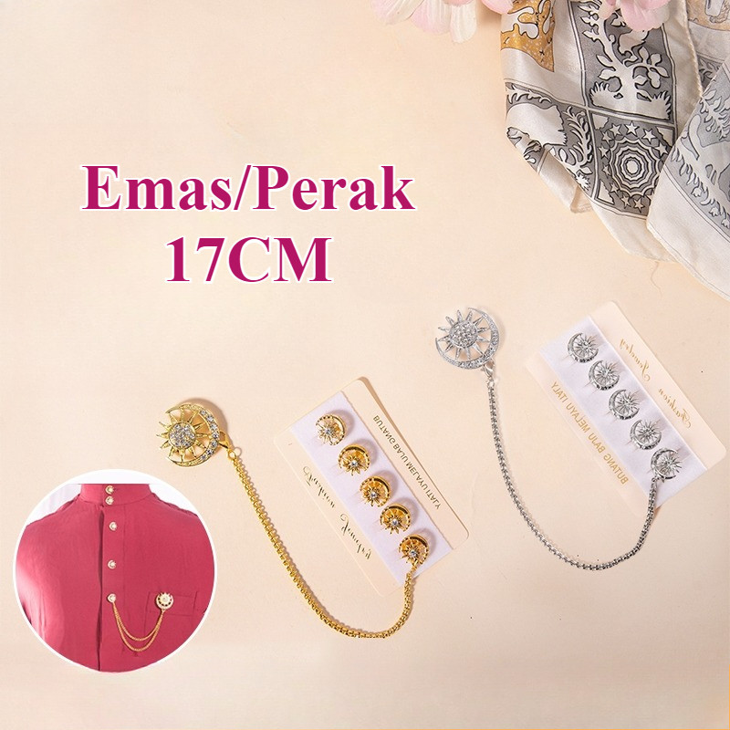 Butang Baju Melayu Pria Kancing Baju Melayu Pria Set Anti Karat Kancing Pin