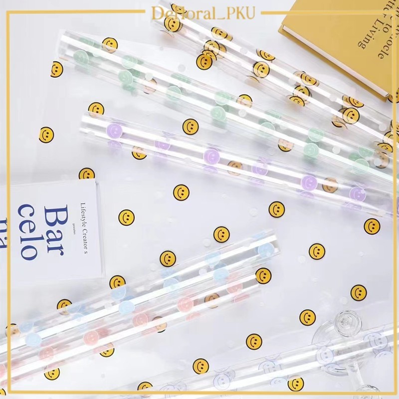 

[ 20 LEMBAR ] Kertas Buket Bunga OPP Transparan Smiley Premium Flower Wrapping Cellophane Paper KB64