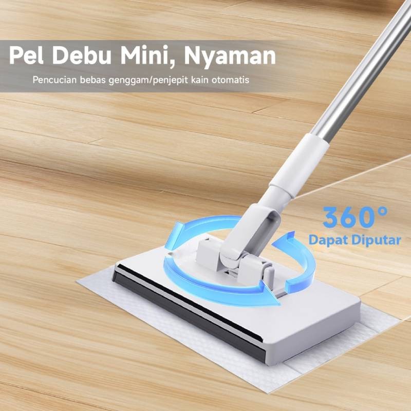 Penyapu Mop Tisu Pakai Buang Wiper Wet Dry Tissue Wipes Sapu Pel 360° Rotasi Disposable Mop - Pel La