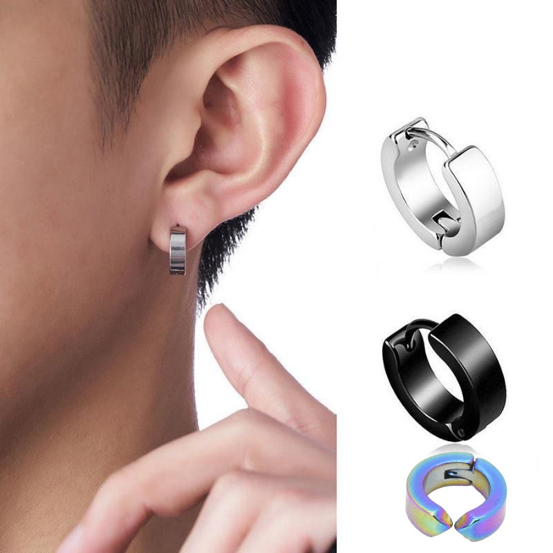 Anting -anting Stainless Steel Versi Korea Untuk Anting -anting Hitam Gaya Punk Pria Yang Dipersonal