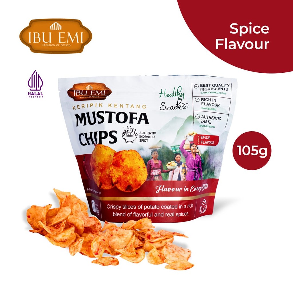 

Potachips - Keripik kentang Mustofa Chips Varian Spicy 105gr | Cemilan | Snack Sehat | Rak Sebelah