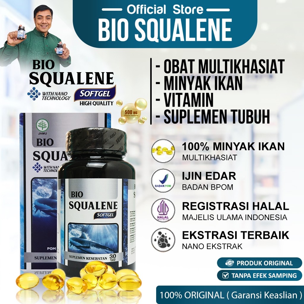 Bio Squalene Original Minyak Ikan Omega 3 6 9 Bpom Halal Mui - Minyak Ikan Untuk Anak Minyak Ikan Un