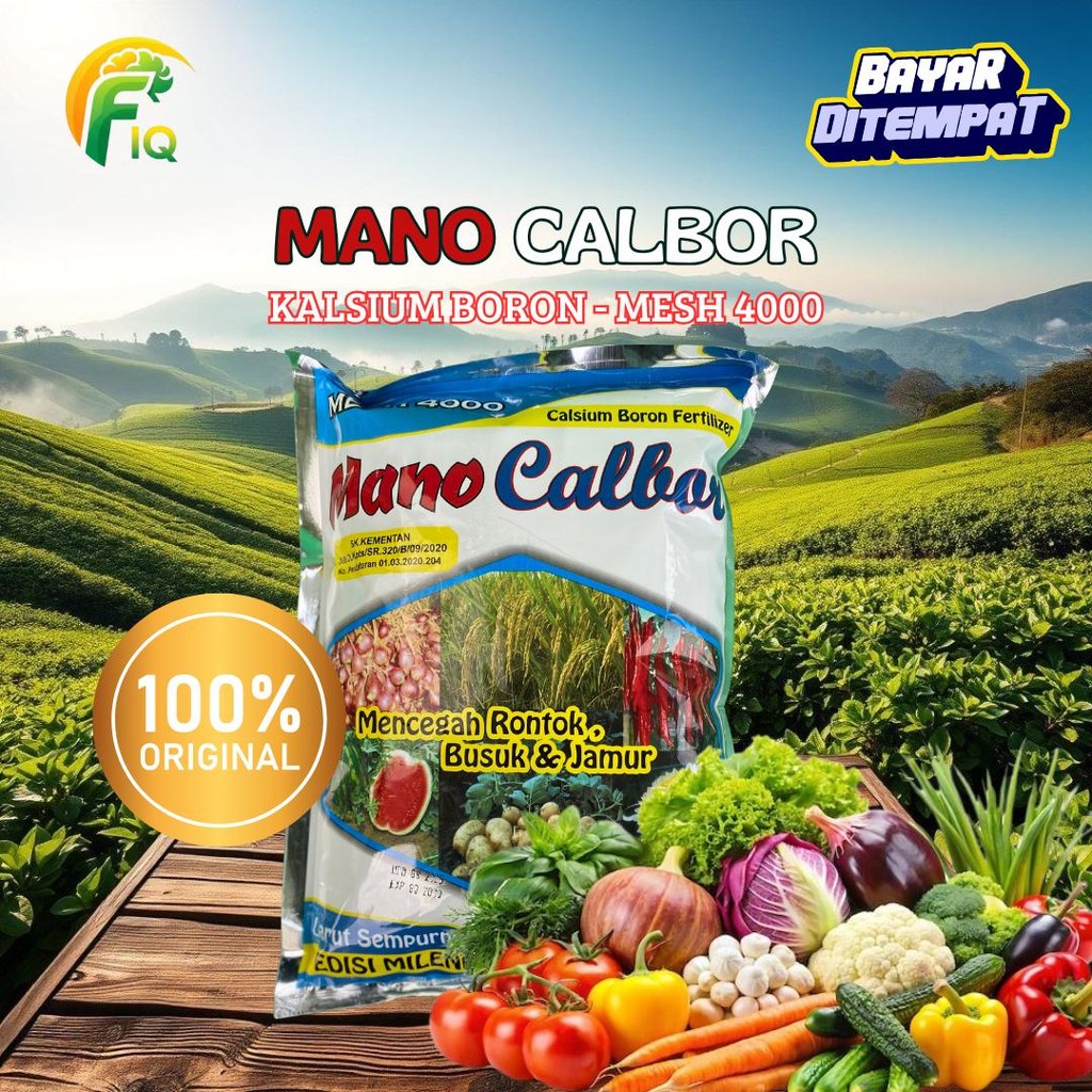Pupuk MANO CALBOR 1kg | CaCO3 97% + Mg Zn B | Perbanyak Bunga & Buah