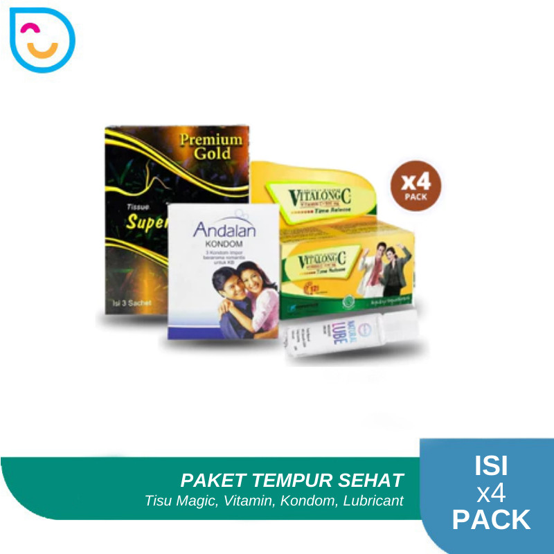 Paket Tempur Sehat Isi Paket 4 Pack - Tisu Magic Gold Isi 3's - Vitalong C - Lubricant Mirai 30 ml -