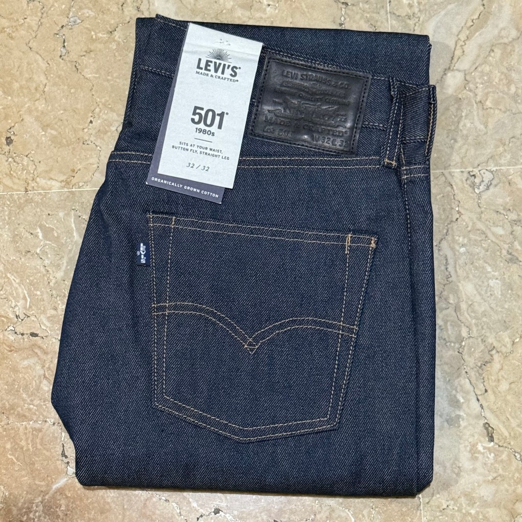 Celana panjang Jeans Pria Levis Made & Craft (LMC) 501 80’s Selvedge Denim Raw Original Fit Jeans A2