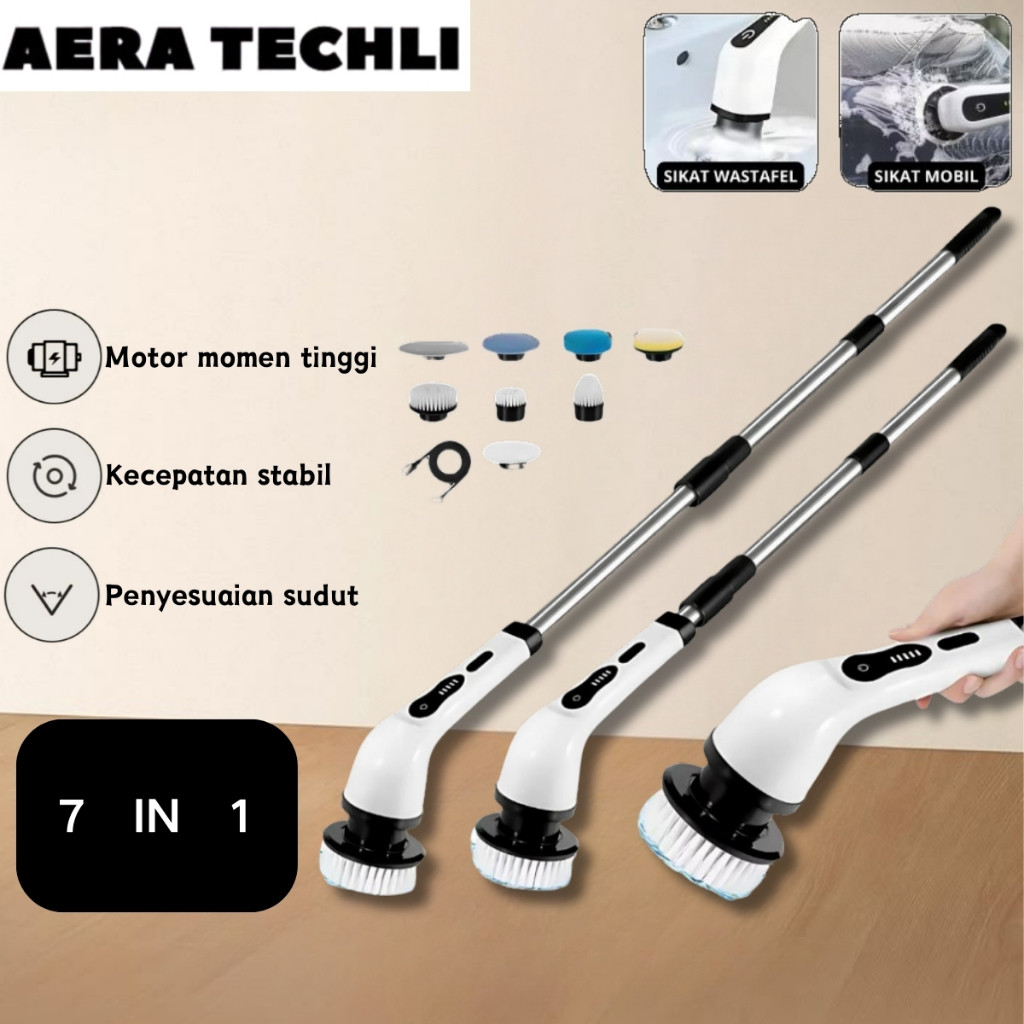 AERA TECHLI Sikat Pembersih Elektrik Sikat Pembersih Elektrik Putar 7 in 1 Sikat Pembersih Elektrik 
