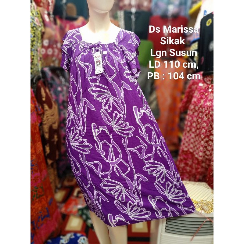 Daster Marissa Lengan Susun Leher Sikak Karet LD 110 cm | Adem Nyaman