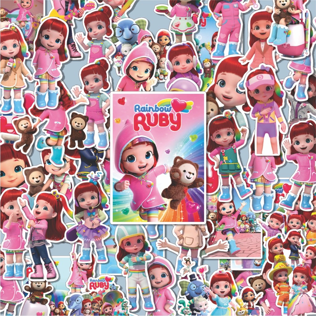 100PCS Lucu Stiker Rainbow Ruby Cartoon Stiker Aesthetic Stiker Anti Air Stikers Berperekat Waterpro