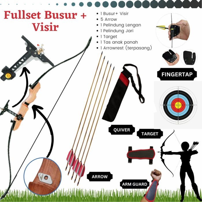 Fullset Paket Panah Panahan Pemula Anak Visir