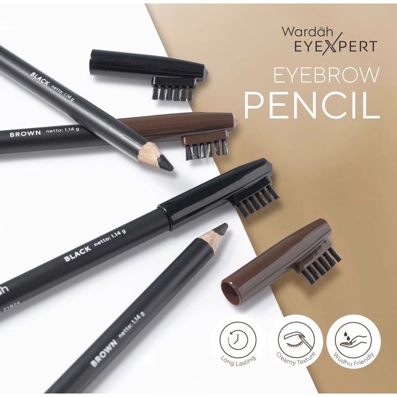 Wardah EyeXpert Eyebrow Pencil | Pensil Alis - Black - Brown