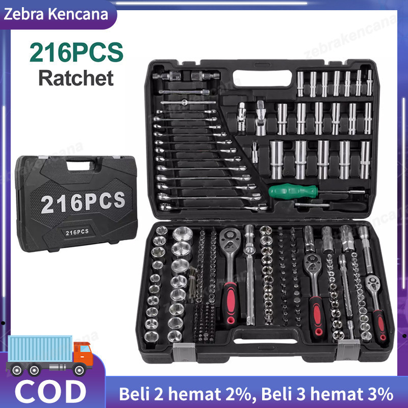 Set Kunci Sok Kunci Shock 46 pcs Mobil Motor Lengkap Socket Tool Kit Pas Ring L Motor Mobil KUNCI SO