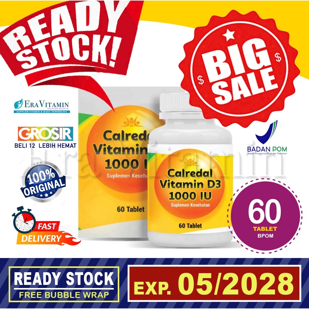 Calredal Vitamin D3 1000iu Vit D3 1000 IU 60 Tablet BPOM