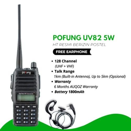 AUQOZ x Pofung HT Walkie Talkie UV82 Handy Walkie Talkie - Radio HT UHF VHF / HT Murah Jarak Jauh - 