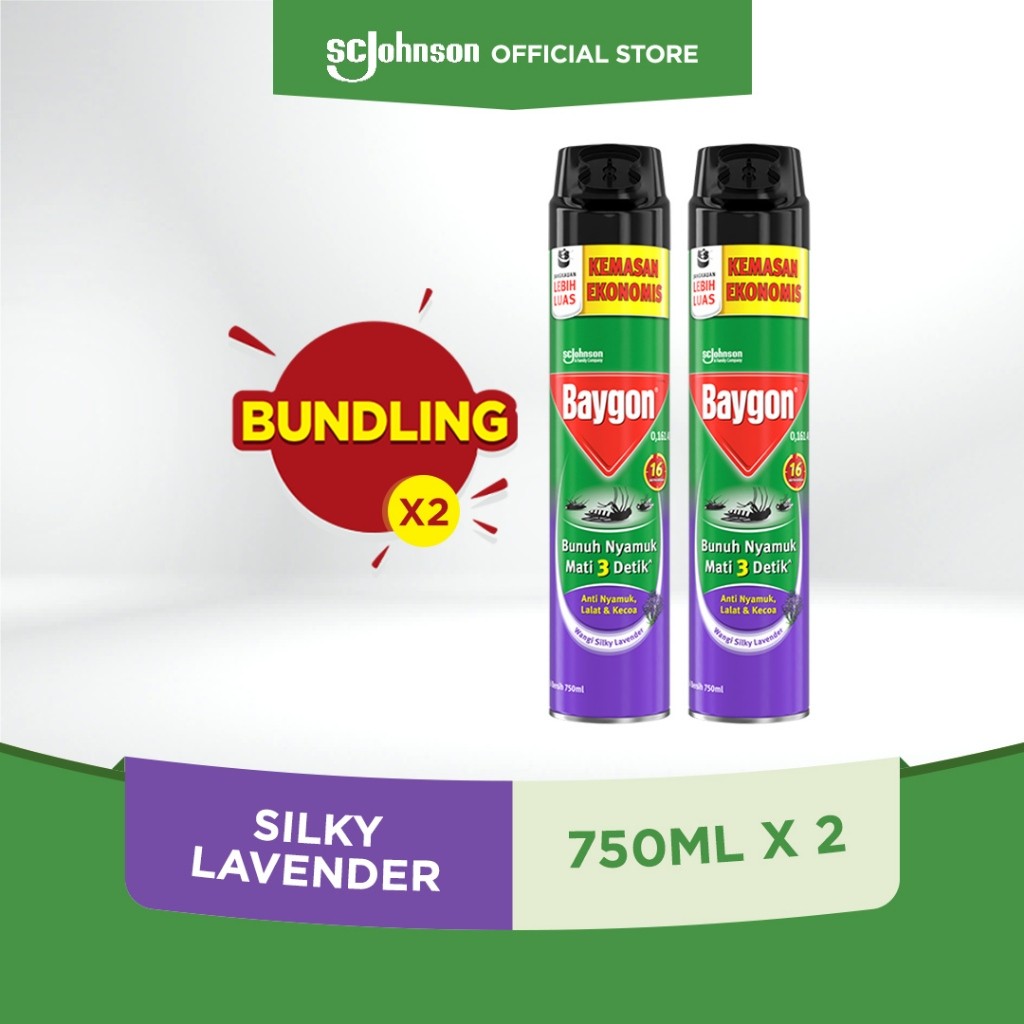 Baygon Aerosol Silky Lavender 750ml X2