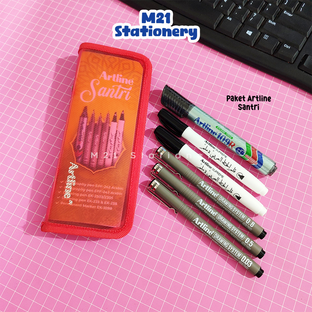 (1 SET ISI 7) PAKET ARTLINE SANTRI / BUNDLE DRAWING PEN PULPEN KALIGRAFI SPIDOL PERMANEN ATK MURAH