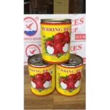 BUAH KALENG LYCHEE HERRING BRAND MAKANAN BUAH LECI KALENG SEGAR MAKANAN KALENG IMLEK SINCIA SANGJIT 