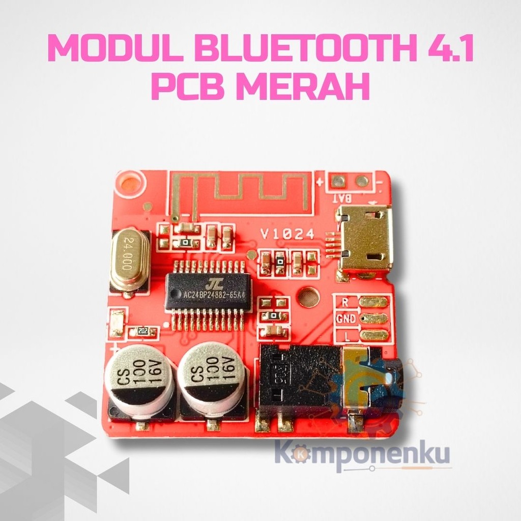 Bluetooth 4.1 Receiver – Modul Audio Musik Wireless PCB Merah