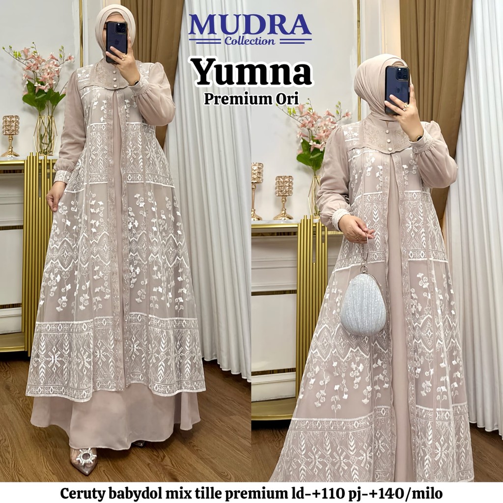 Gamis Pesta Brokat Mewah Yumna | Dress Muslimah Premium Elegan