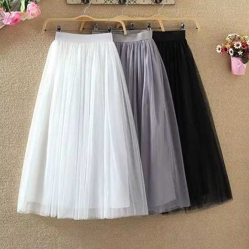 Polos Hitam Putih Minimalis Rok Tutu Dewasa 90cm/Terbaru
