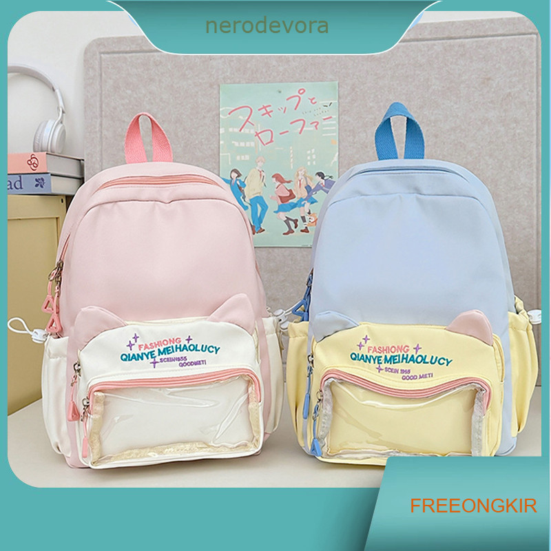 .【Ready】Tas ransel mini transparan Ins yang lucu, tas sekolah pink, tas ransel mini pink yang lucu, 