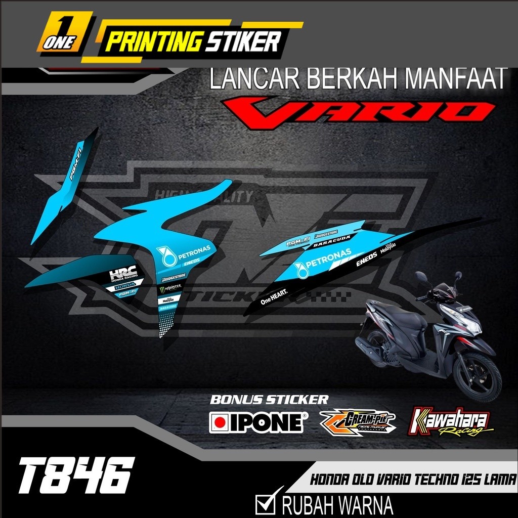 Striping Stiker Motor Vario Techno 125 Old Semifull Keren Motif Petronas