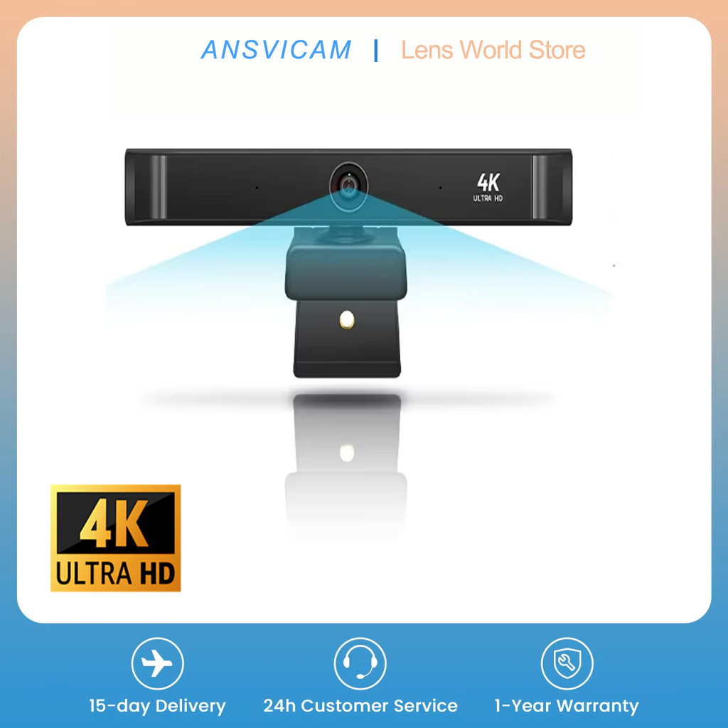 ANSVICAM 2K WebCamera 4K Auto Focus Full HD 8MP USB Webcam 60fps 10x Zoom  for PC Laptop Video Confe