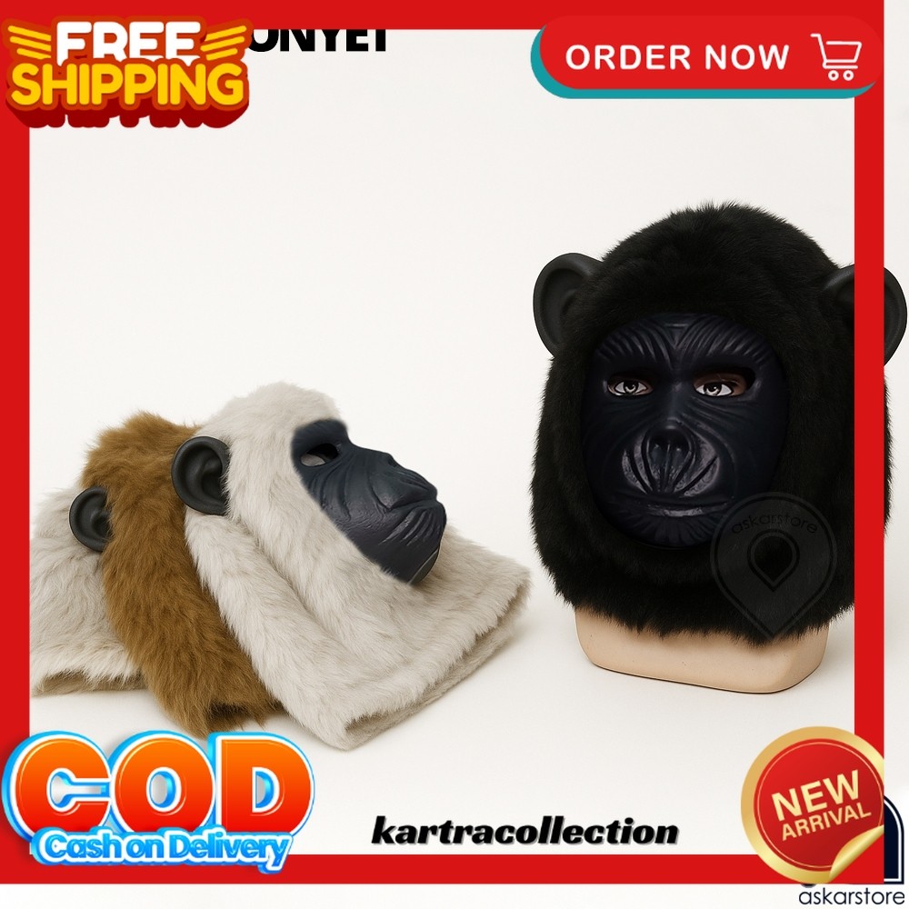 TOPENG MONYET BULU REALISTIS DEWASA | Masker Gorila Cosplay Kostum Karnaval Lucu Viral KC