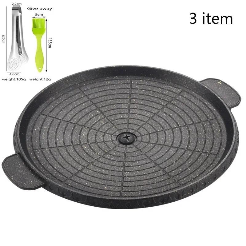 3 Shape 32cm Korean Maifan Stone Grill Pan Non-stick Portable Household Outdoor BBQ Plate Smokeless 