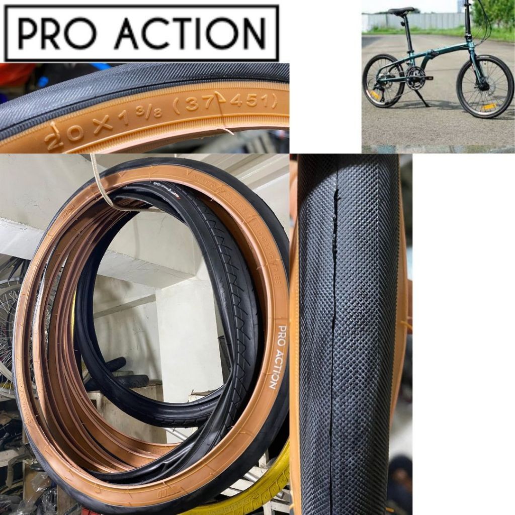 PRO ACTION Ban Luar 20 X 13/8 20 Plus 451 Skinwall Tanwall Sepeda Lipat Seli FNHON ECOSMO NIGMA URBA