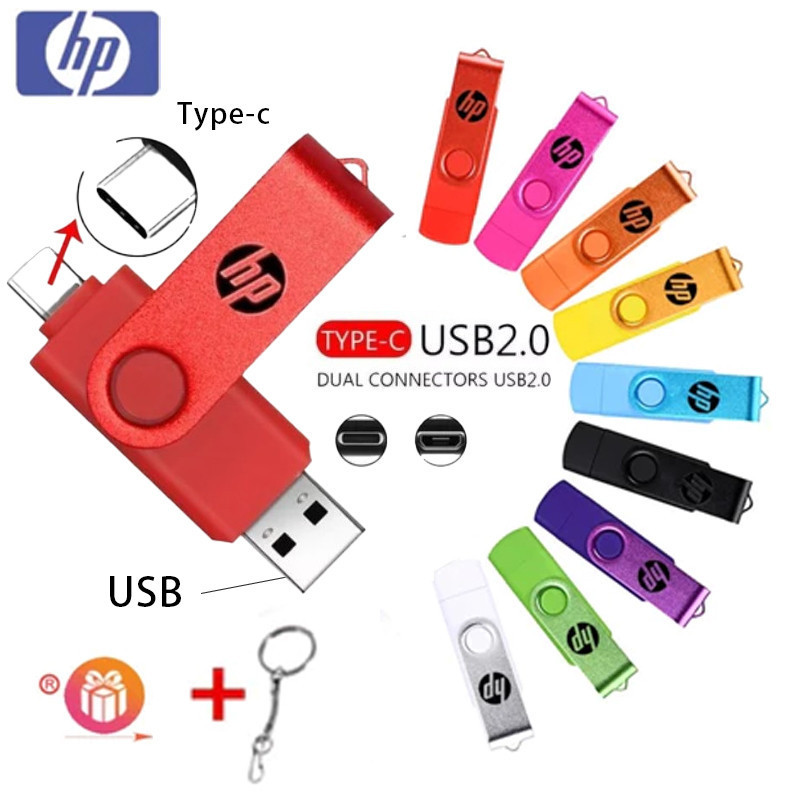 HP Flashdisk OTG TYPEC / USB 32G/1TB / 2TB Flash Drive USB 2.0 Metal Flashdis 2TB untuk Ponsel dan L