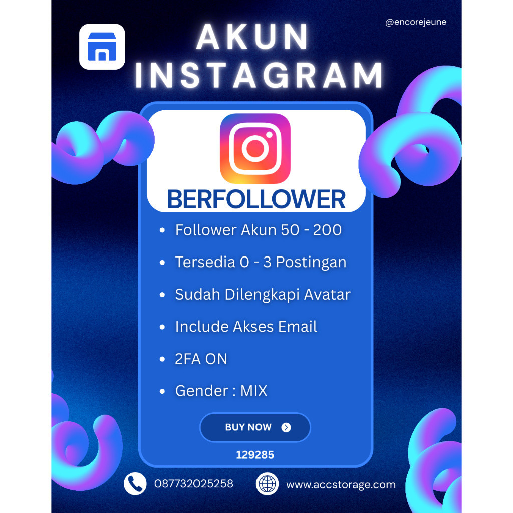 Akun Instagram | Instagram Berfollower | 50 - 200 Follower | Berfoto | 2FA