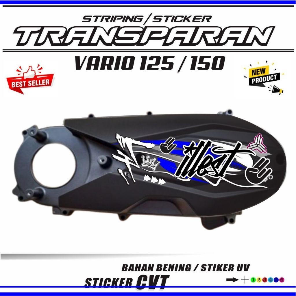VARIASI / VARIASI MOTOR / STIKER CVT VARIO MOTIF BAHAN TRANSPARAN STIKER STRIPING CVT