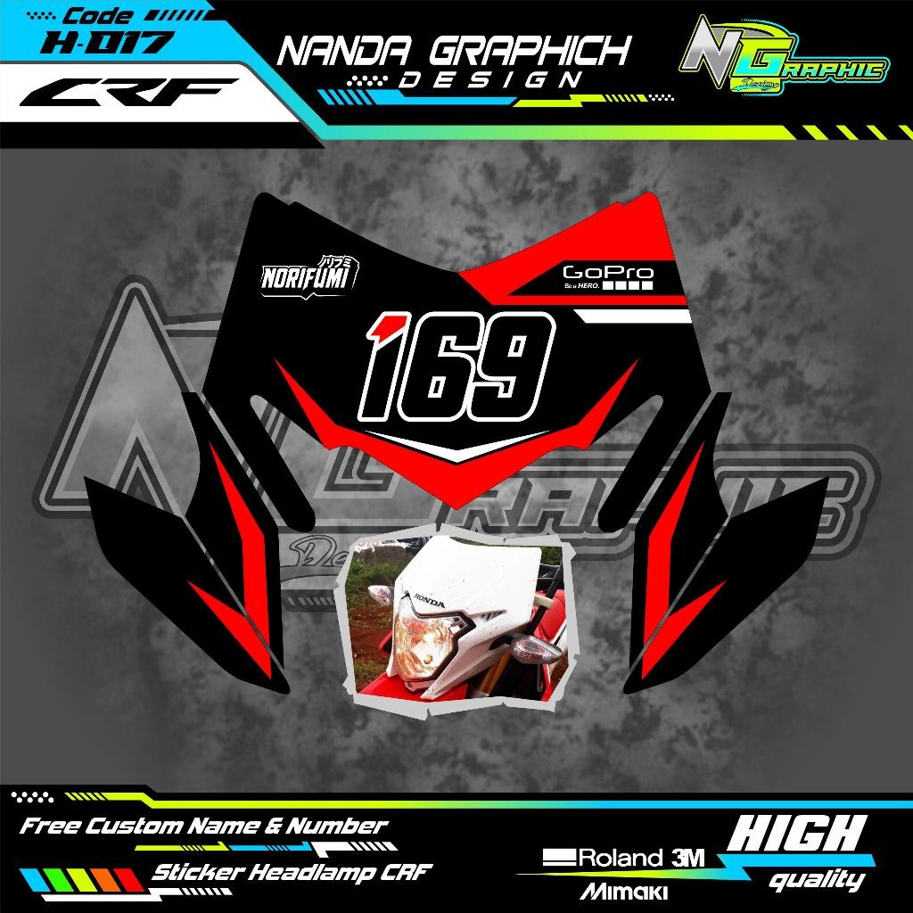 Stiker Headlamp Kepala CRF papan CRF Ori Varian Warna Stiker Motor CRF Headlamp Atau Papan