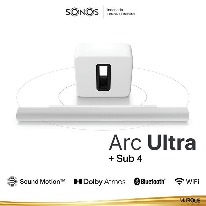 MEGA SALE Sonos Arc Ultra Soundbar with Sonos Sub 4 Wireless Home Theater System - White