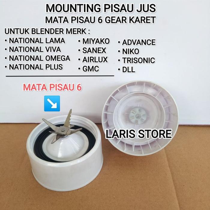 Pisau Blender Miyako model Lama / Mounting Blender National gigi Karet - 6 mata pisau putih terlaris