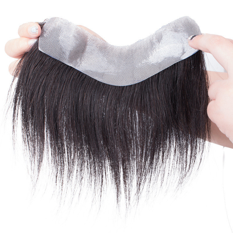 Pria Toupee Rambut Alami Dahi Garis Rambut Frontal Hairpiece untuk Pria Dengan Penggantian Rambut Ma