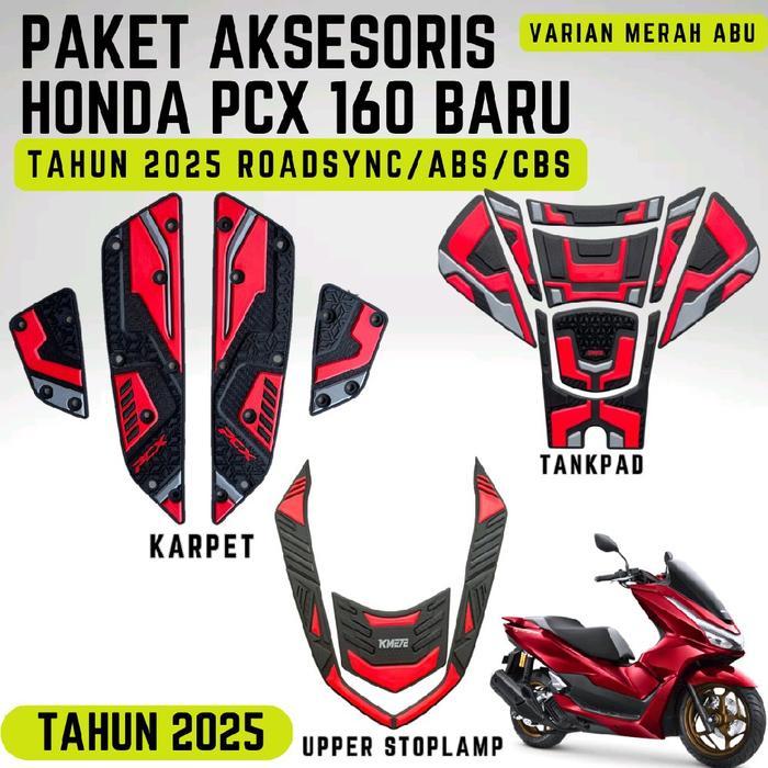 s LL AKSESORIS KARPET/TANKPAD/UPPER STOPLAMP PCX 160 TAHUN 2025 & 2026 ROADSYNC/ABS/CBS BAHAN KARET 