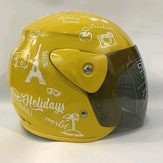 Helm Motor Evo Traveling Kuning Glossy Nouvo Helm Dewasa SNI