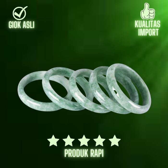 Gelang Batu Giok Putih Asli - Gelang Tangan Batu Giok Pria Wanita - Gelang Bangle Batu Giok Pria Wan
