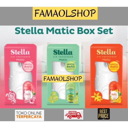 

Stella Matic Set Box (Alat + Refill + Baterai) Pengharum Ruangan, Smart Matic