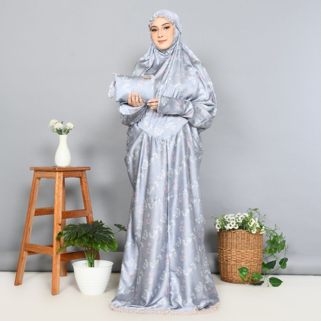 Mukena Terusan Dewasa Bahan Sutra Silk Premium/Mukena Terusan Adem Halus Lembut Nyaman