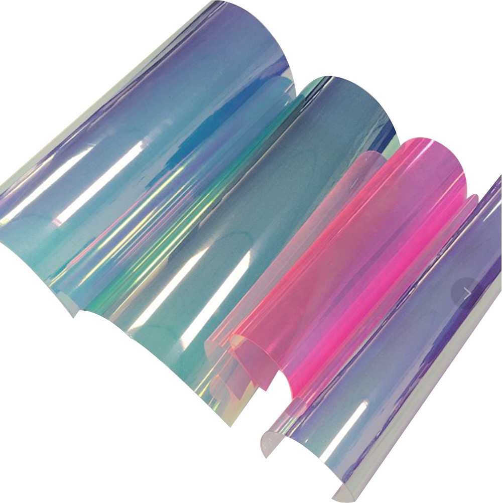 

4 Sheets PVC Glitter Rainbow Film A4 Transparent Cellophane Fabric Craft Projects Shape Hold Various Colors Desk