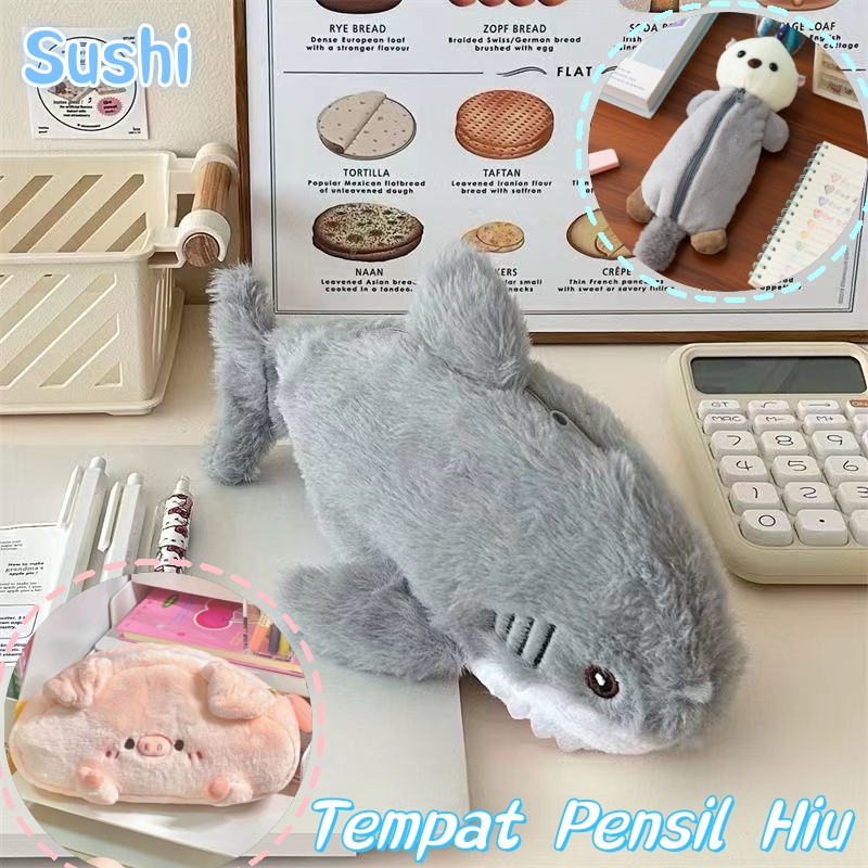 

New [ COD ] Alat Tulis Siswa/Tempat Pensil/Tas Pensil Boneka Mewah Shark Pencil Case Lucu Tempat Pensil Multifungsi Cartoon Large Capacity Storage Bag Animal Pensil CasePremium