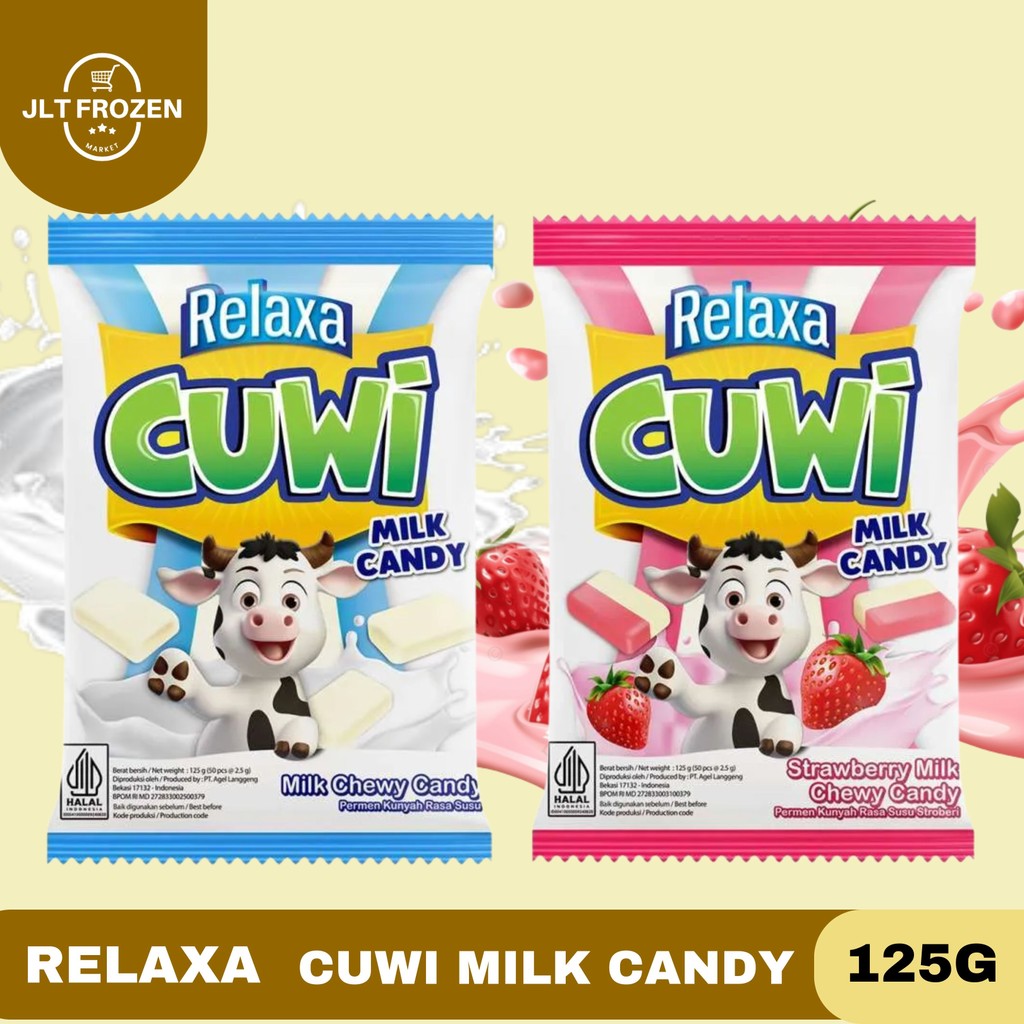 

Relaxa Cuwi Candy Milk 125g / Milk Strawberry 125g / Milk Chewy Candy / Permen Empuk Rasa Susu