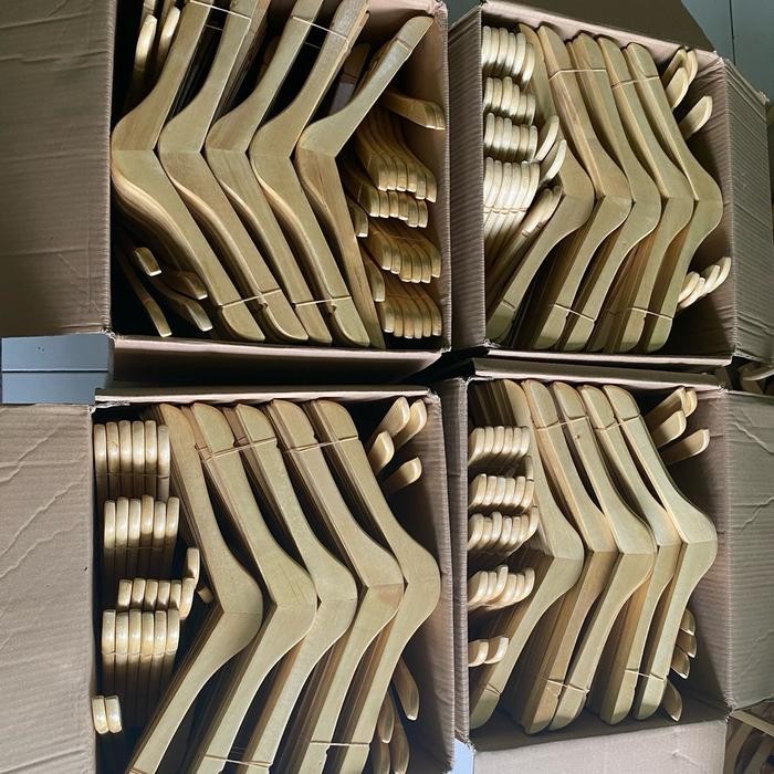 

50 PCS HANGER KAYU BAJU DEWASA NATURAL