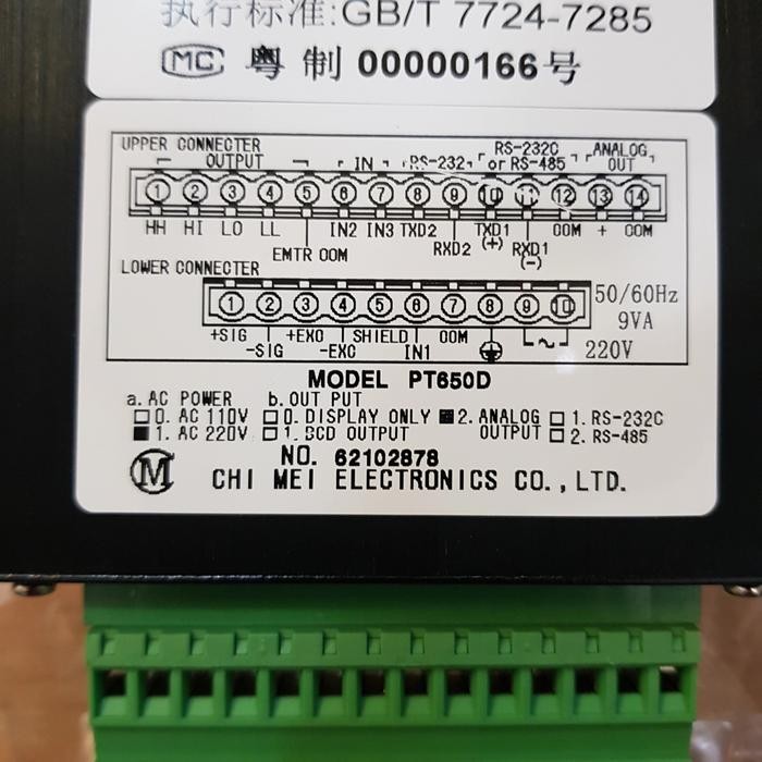 INDICATOR PT650D CHIMEI WEIGHT CONTROLLER PT 650D OUTPUT ANALOG