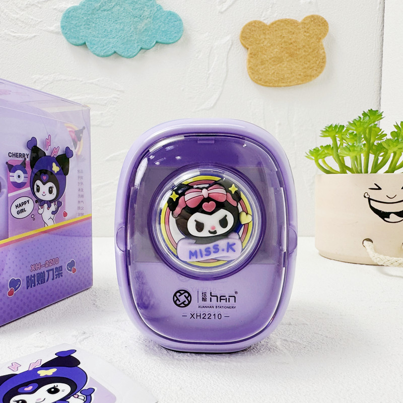 

( OTH1334 ) (KIDS) Alat tulis rautan serutan pensil elektrik / putar otomatis - sanrio kuromi capybara - purple ungu brown coklat